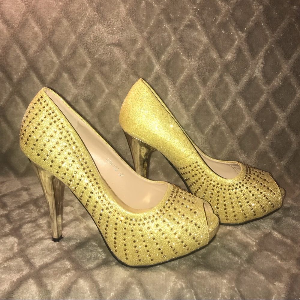 Stylo Bling Glitter Rhinestone Peep Toe Heels